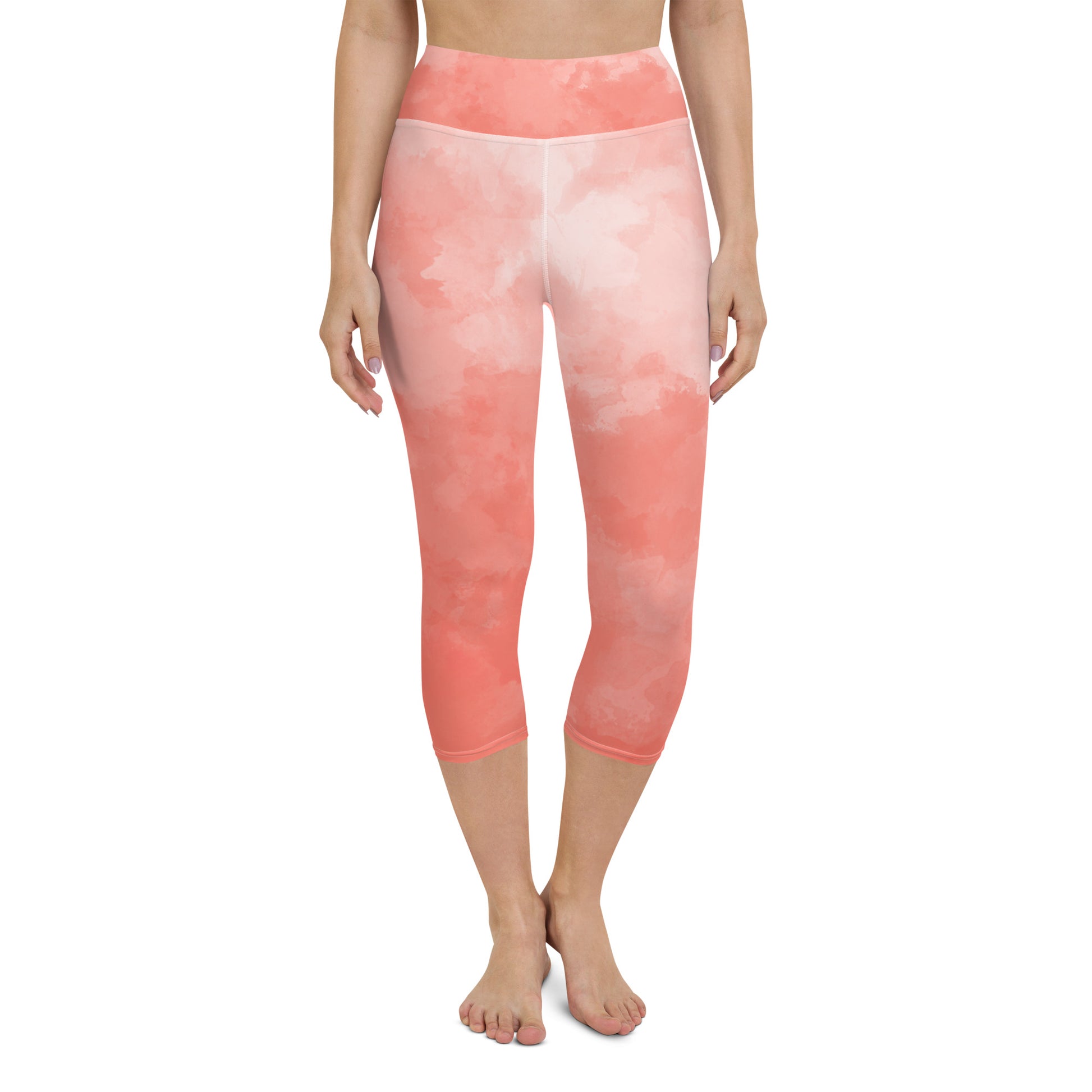 Women's Yoga Capri Leggings - Coral print – AURORA clothing